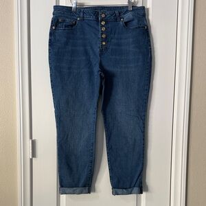 Michael Kors Rolled Hem Gold Button Fly Jeans